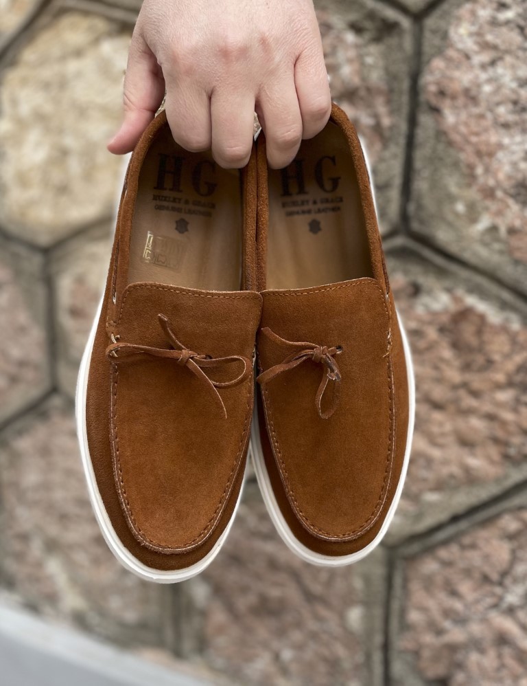Huxley and Grace ανδρικά ταμπά δερμάτινα loafers με κορδόνι HG174193T φωτογραφία
